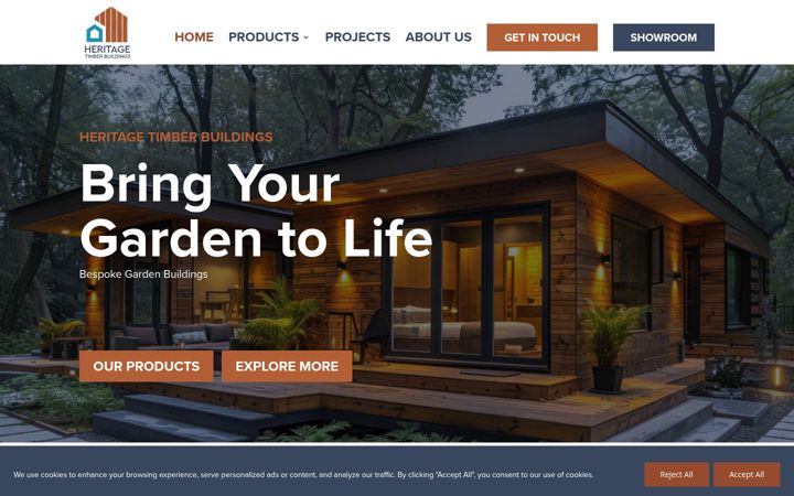 Screenshot of heritagetimberbuildings.co.uk