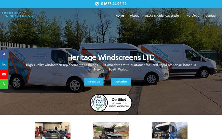Screenshot of heritagewindscreens.co.uk