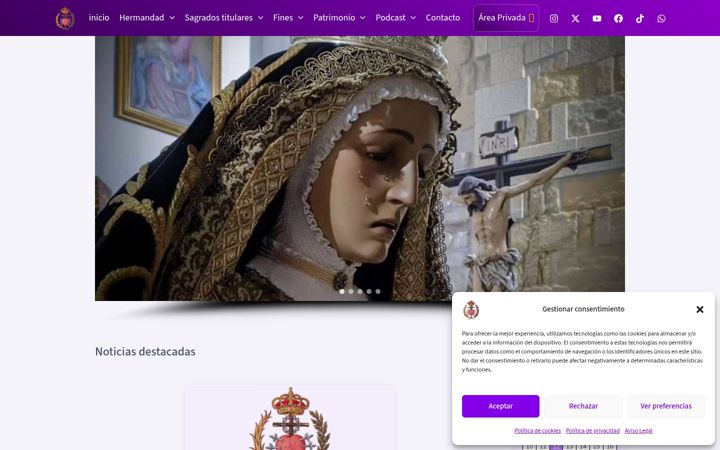 Screenshot of hermandaddelasangustias.es