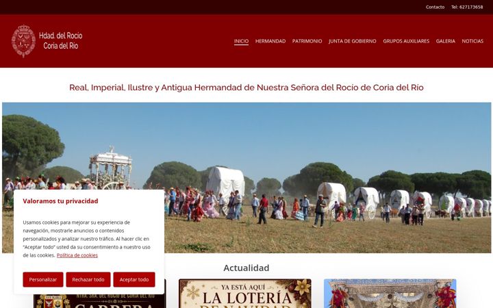 Screenshot of hermandaddelrociocoriadelrio.org
