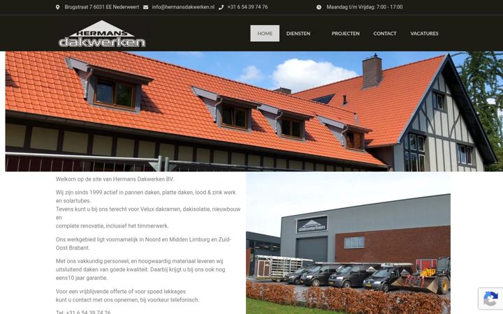 Screenshot of hermans-dakwerken.nl