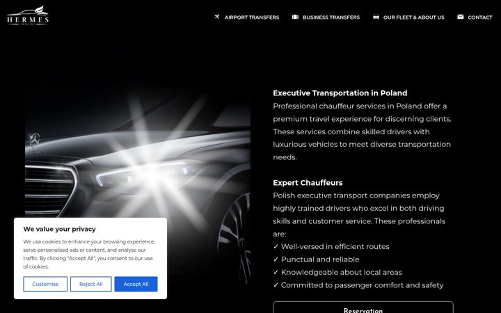 Screenshot of hermes-limousines.com