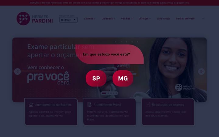 Captura de pantalla de hermespardini.com.br