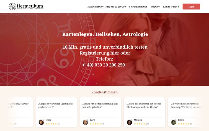 Screenshot of hermetikum.de