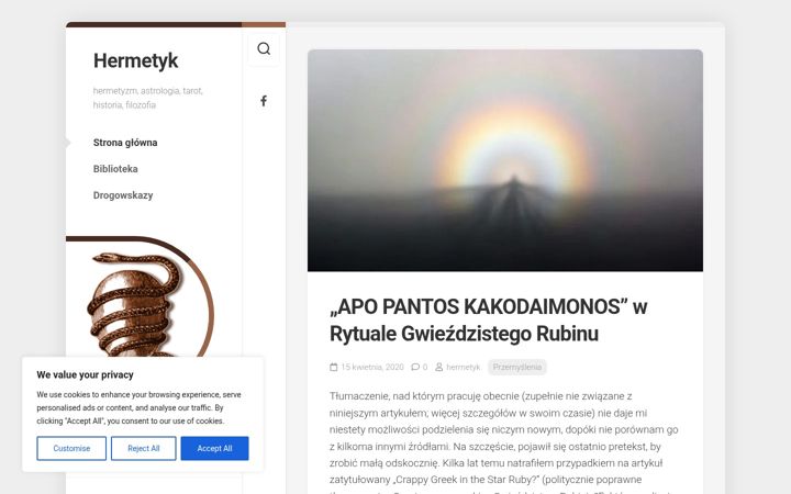 Screenshot of hermetyk.pl
