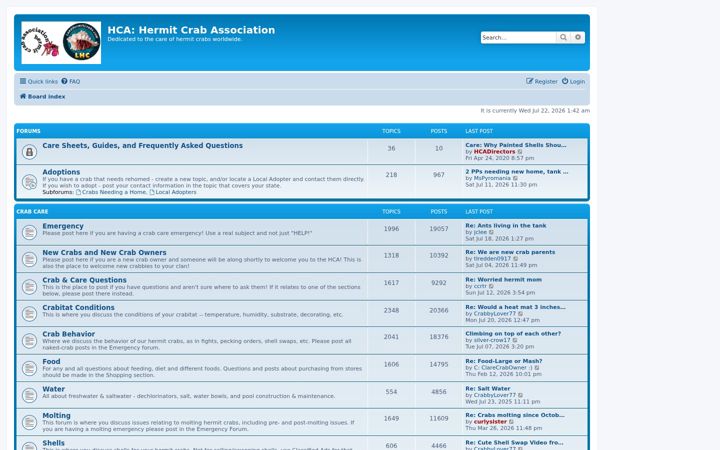 Screenshot of hermitcrabassociation.com