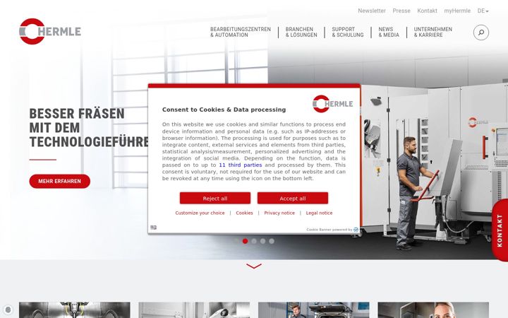 Screenshot of hermle.de