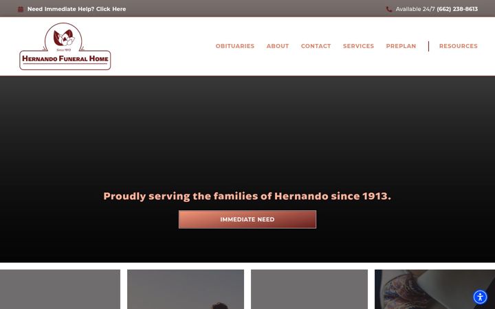 Screenshot of hernandofuneralhome.com