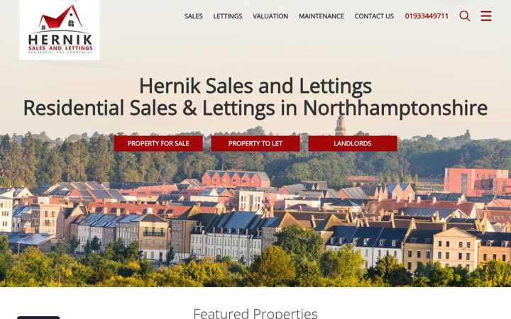 Screenshot of herniklettings.co.uk