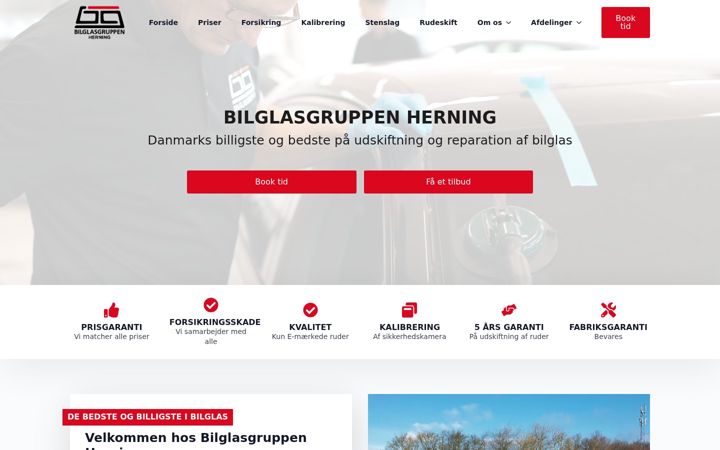 Screenshot von herningbilglas.dk