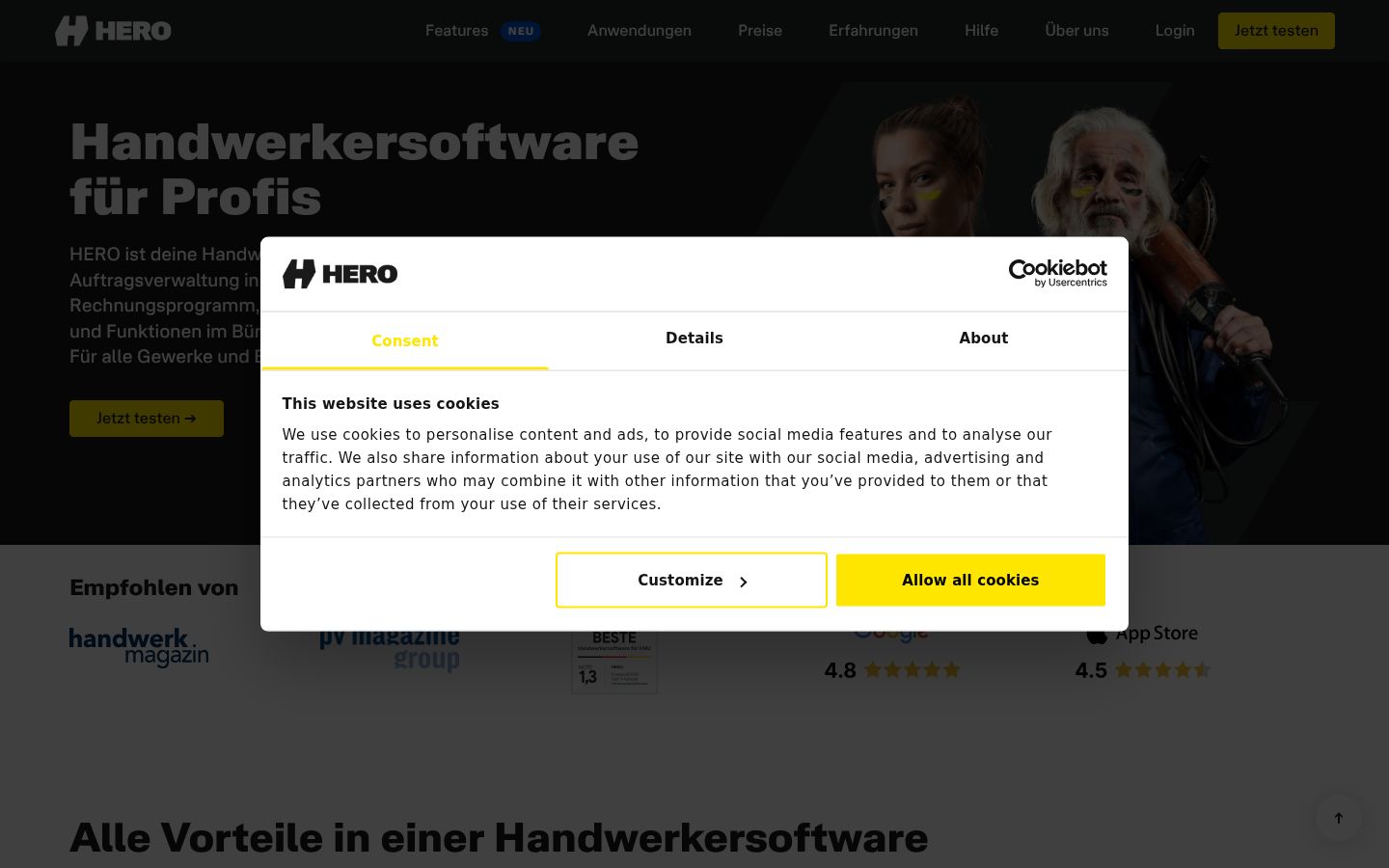 Screenshot tal-banner tal-kunsens muri qabel kwalunkwe interazzjoni