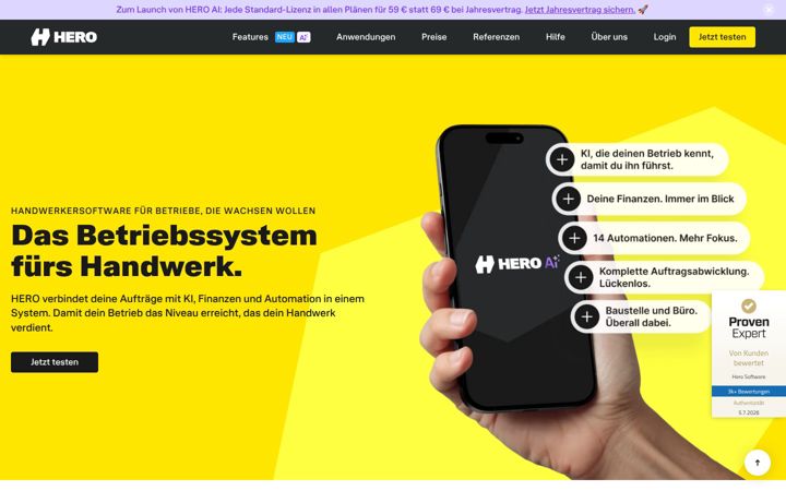 Screenshot of hero-software.de