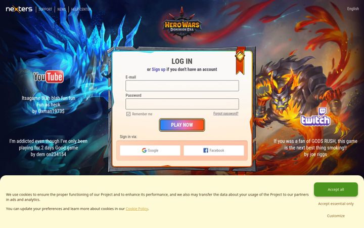 Screenshot of hero-wars.com