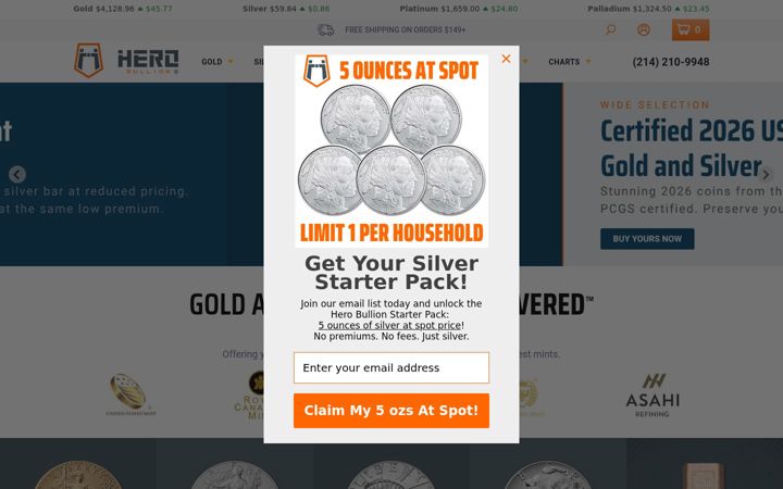 Ekraanipilt saidist herobullion.com