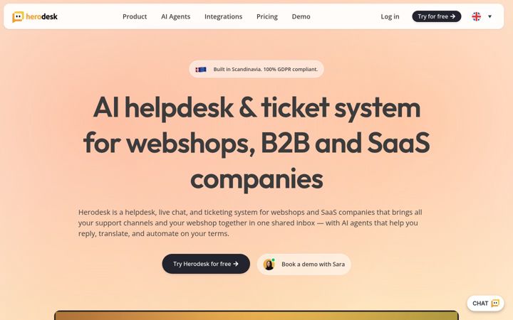 Screenshot of herodesk.io