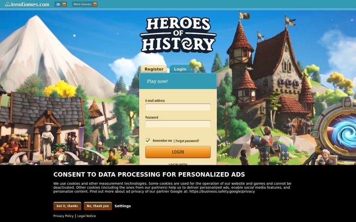 Screenshot of heroesgame.com