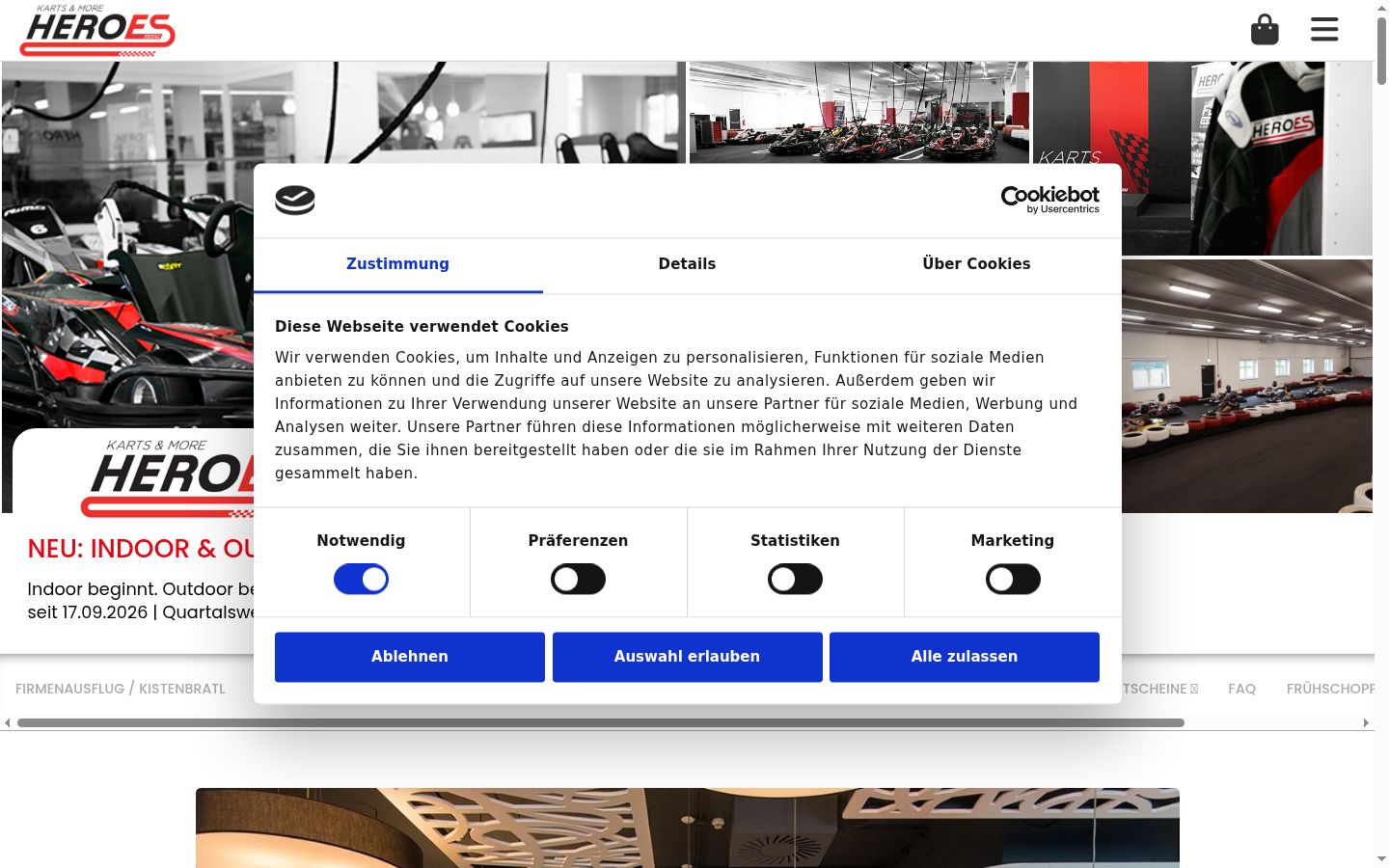 Screenshot del banner di consenso mostrato prima di qualsiasi interazione