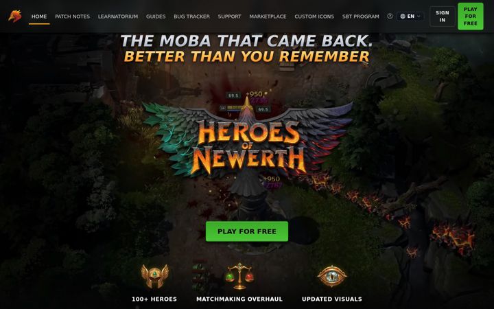 Kuvakaappaus sivustosta heroesofnewerth.com