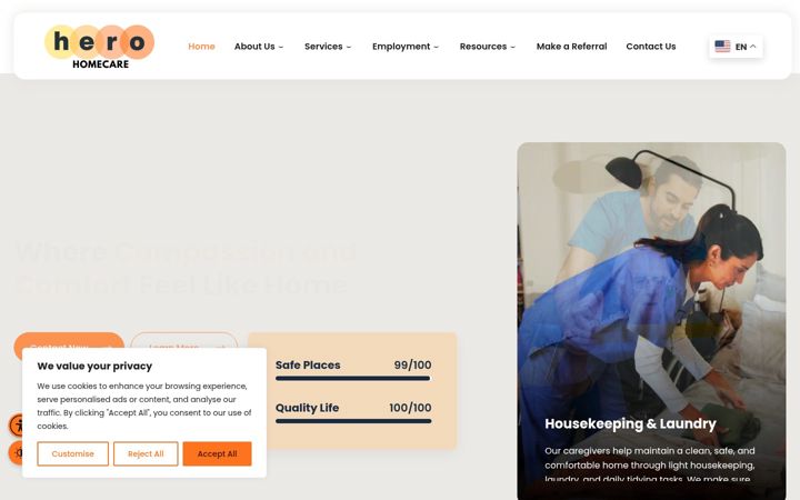 Screenshot of herohomecare.org