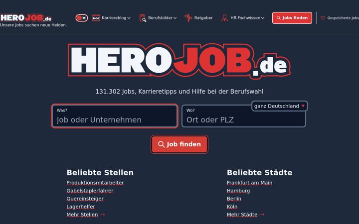Screenshot of herojob.de