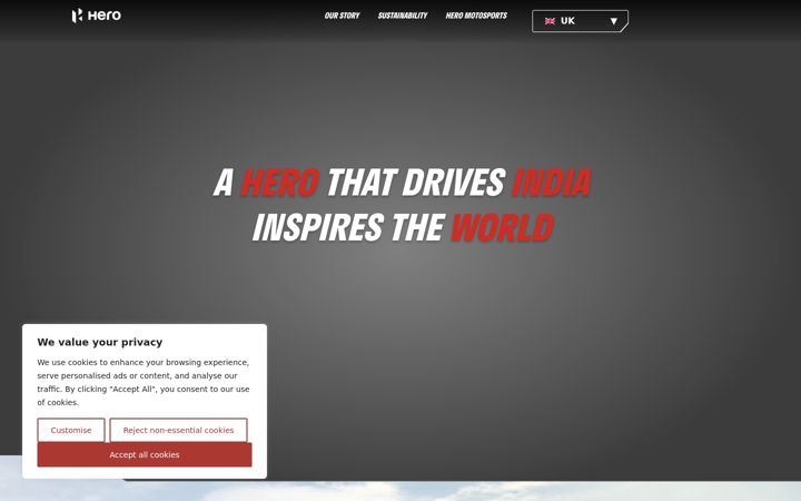 Screenshot of heromotocorpeurope.com