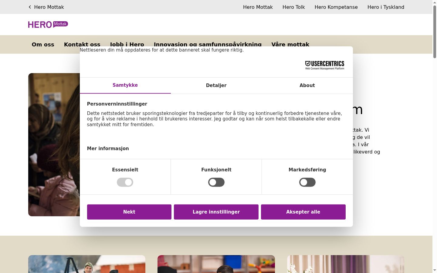 Sutikimo reklamjuostės, rodytos prieš bet kokią sąveiką, ekrano kopija