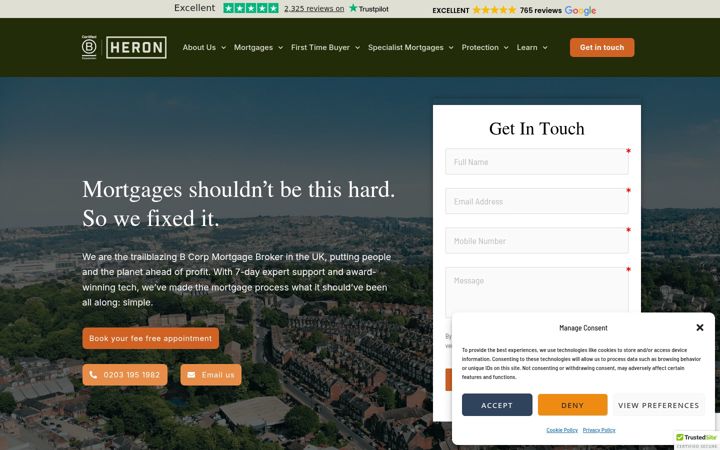 Screenshot of heronfinancial.co.uk