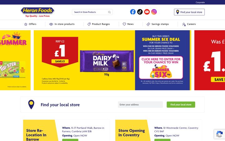 Screenshot of heronfoods.com