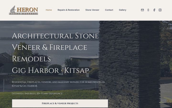 Screenshot of heronstonemasonry.com