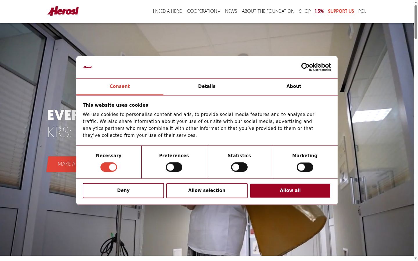 Screenshot of the consent banner shown before any interaction