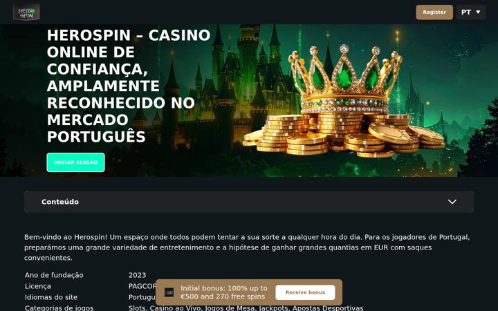 Screenshot of herospin1.org