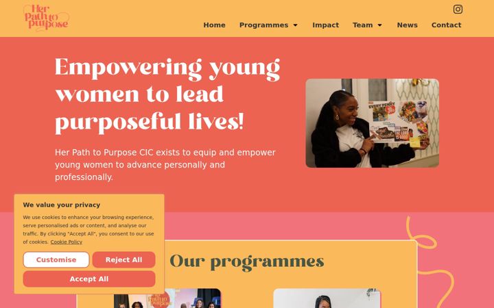 Screenshot of herpathtopurpose.org