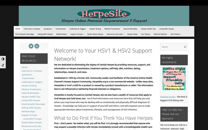 Screenshot of herpesite.org