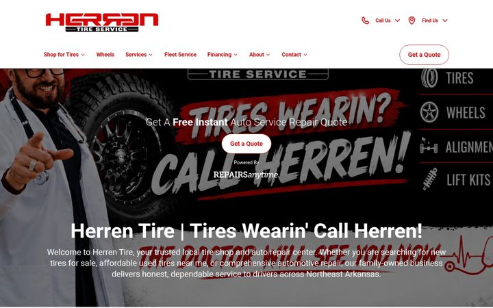 Screenshot of herrentireservice.com