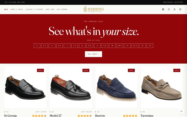 Screenshot of herringshoes.co.uk