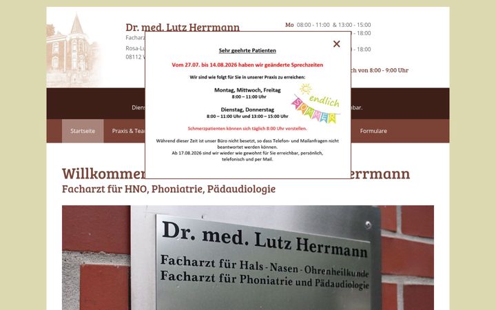 Screenshot of herrmann-hno-wilkau.de