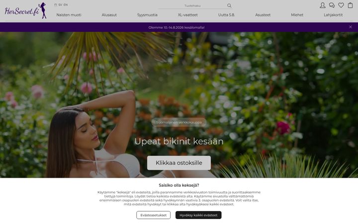 Screenshot of hersecret.fi