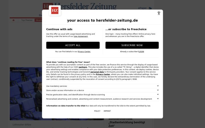 Screenshot of hersfelder-zeitung.de