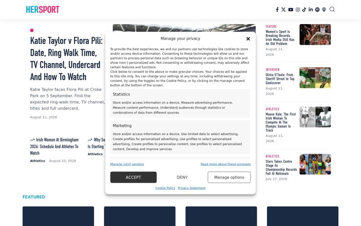 Screenshot of hersport.ie