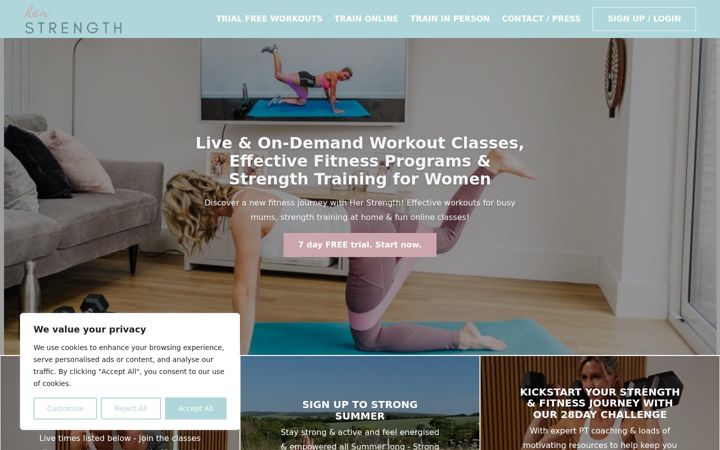 Screenshot of herstrength.co.uk