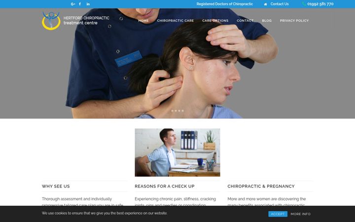Screenshot of hertfordchiropractic.co.uk