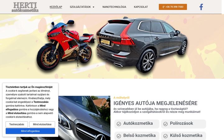 Screenshot of hertiautokozmetika.hu