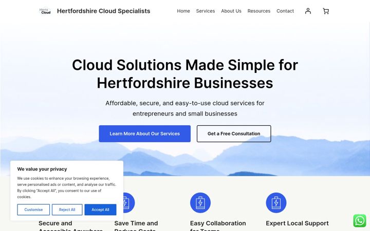 Screenshot of hertscloud.co.uk