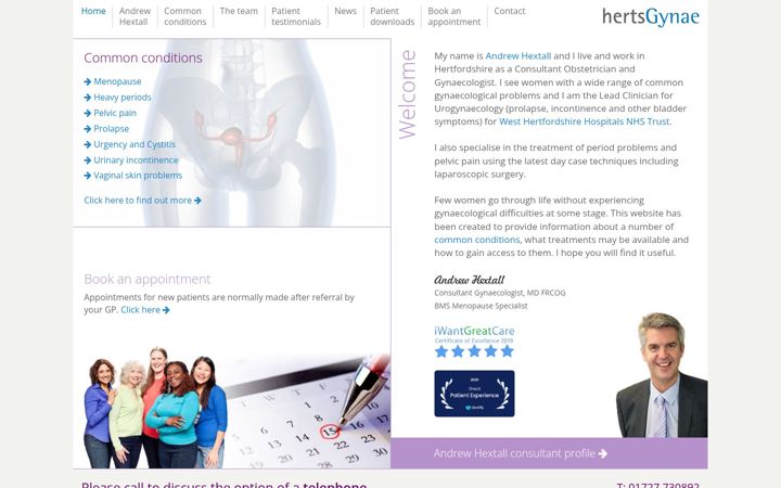 Screenshot of hertsgynae.com
