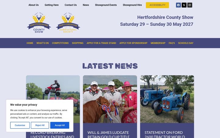 Screenshot of hertsshow.com