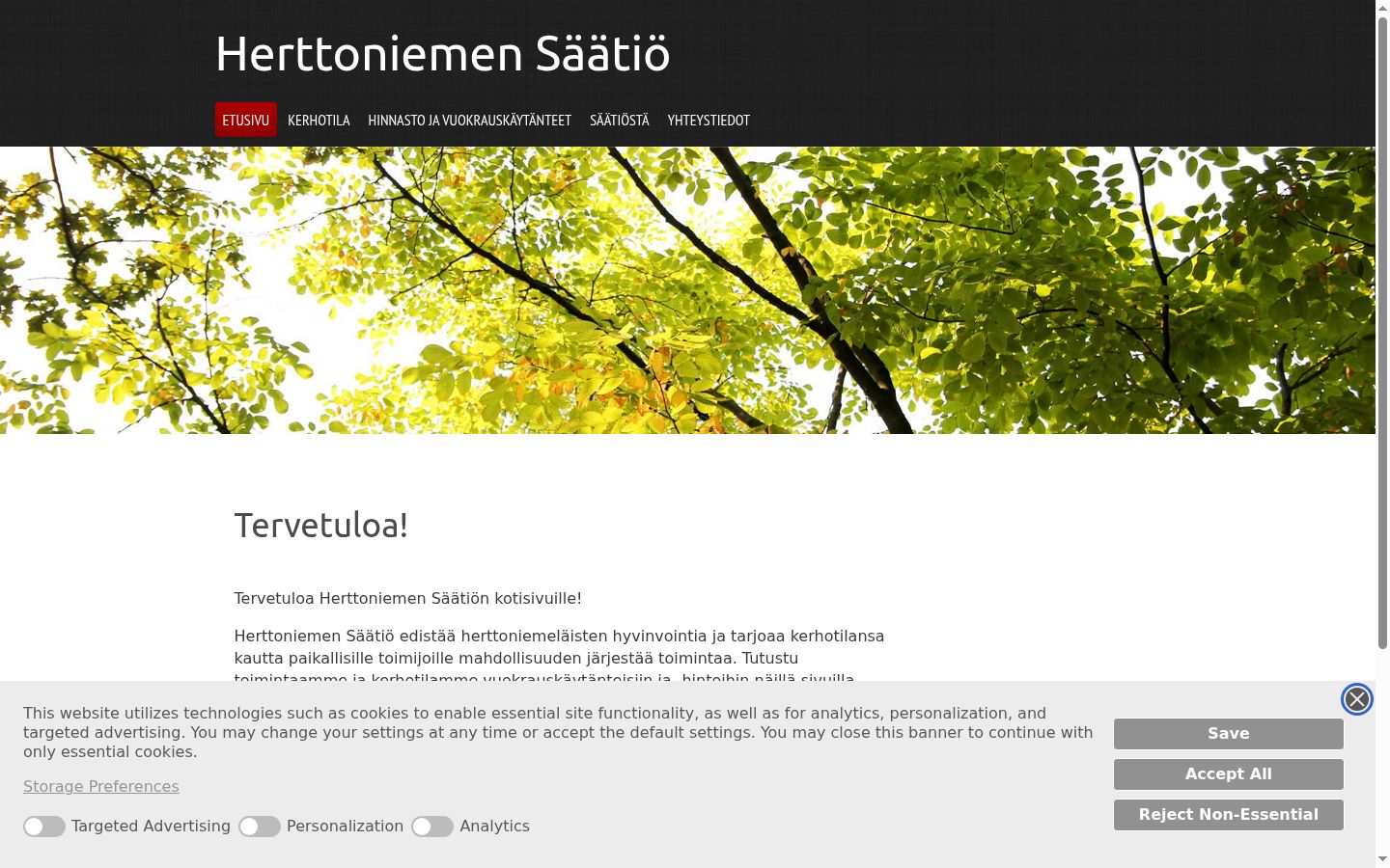 Snimka zaslona bannera za privolu prikazanog prije bilo kakve interakcije