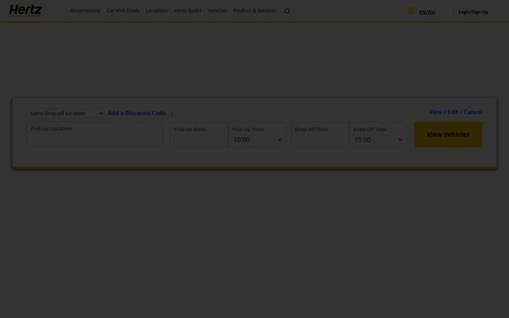 Capture d'écran de hertz.com.au