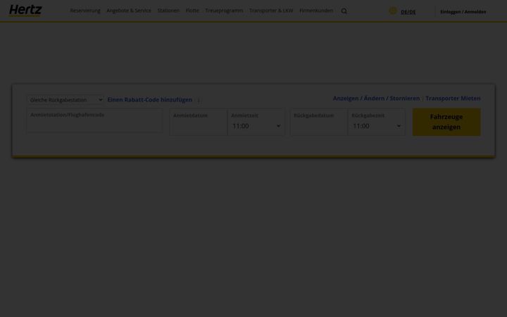 Screenshot of hertz.de