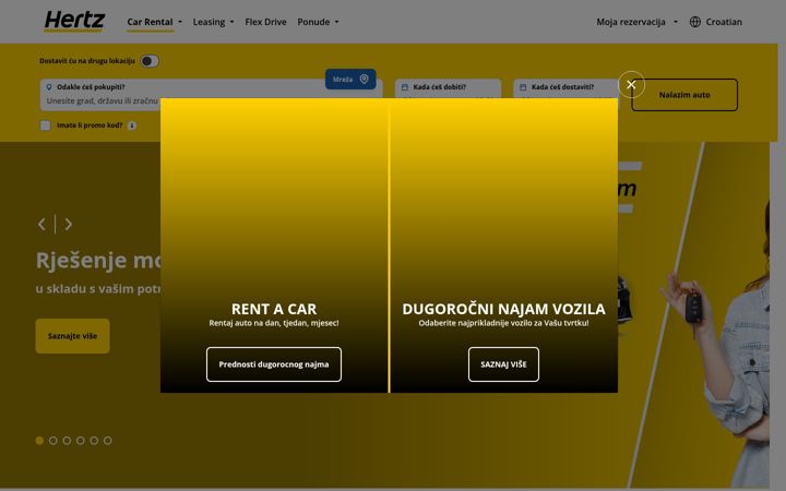 Screenshot von hertz.hr