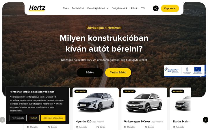 Screenshot of hertzautokolcsonzo.hu